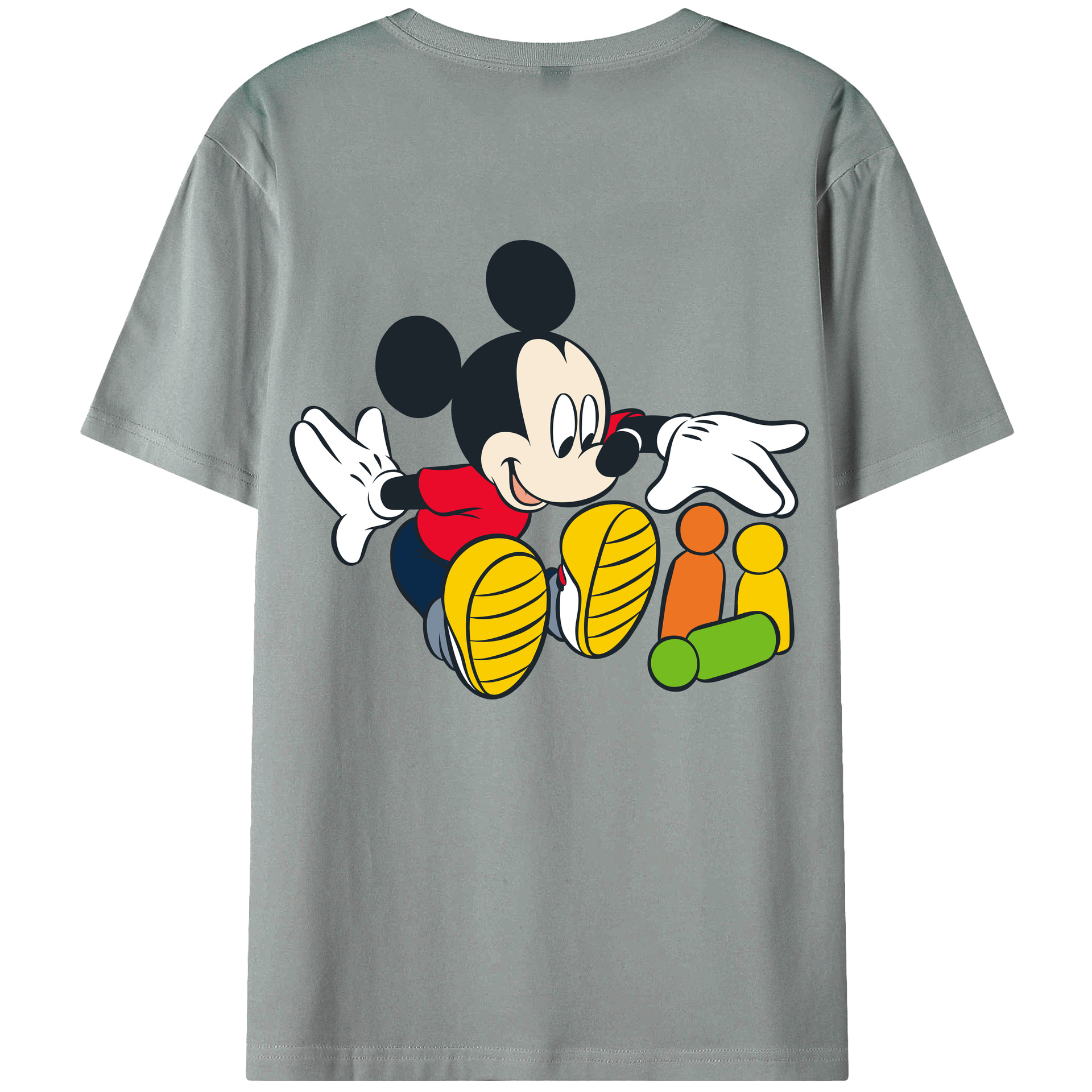 ミッキーマウス Mickey Mouse 綿100％ メンズ半袖Tシャツ（バックプリント） 通気性